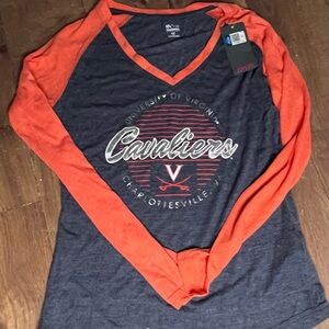 Knights Apparel Charcoal and Orange Long Sleeve V Neck Tee medium